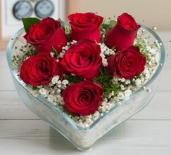 Kalp içerisinde 7 adet kırmızı gül  Kocaeli çiçekçi mağazası 