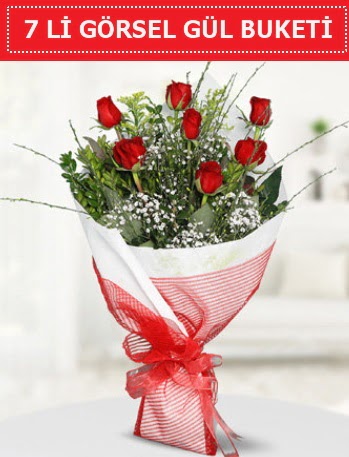 7 adet kırmızı gül buketi Aşk budur  Kocaeli internetten çiçek siparişi 
