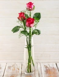 Cam içerisinde 3 kırmızı gül  Kocaeli internetten çiçek siparişi 